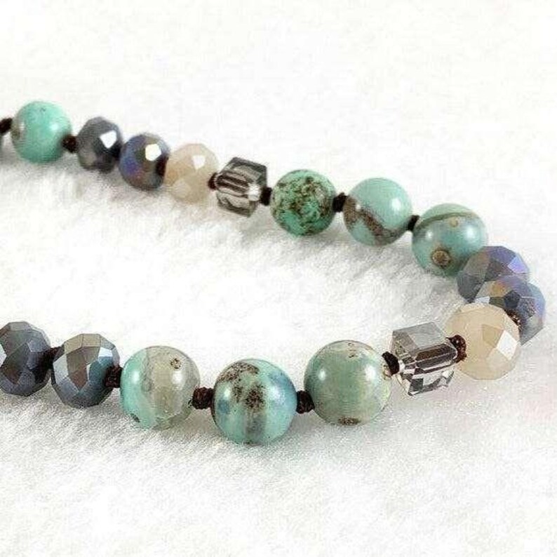 Sea Turtle Semi-Precious Gemstone Necklace - 36 inch - - LadybugfeetDesigns -