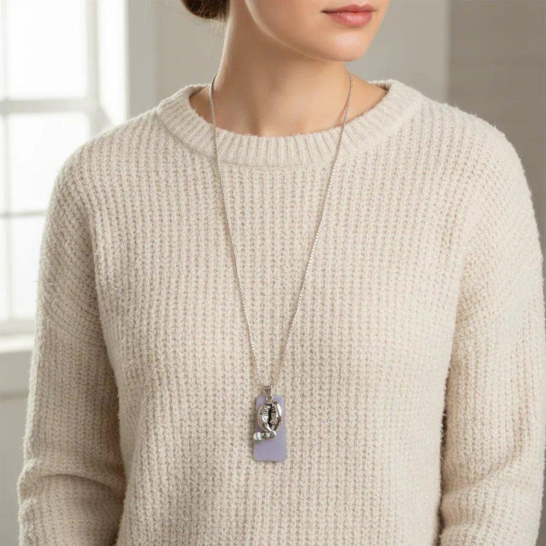 Manatee with Calf Tag necklace, Silver - 30 inch - - LadybugfeetDesigns -