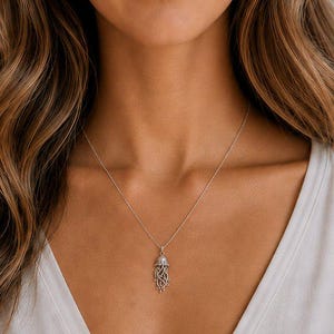 Jellyfish Pendant charm necklace, Sterling Silver - 22 inch - - LadybugfeetDesigns -