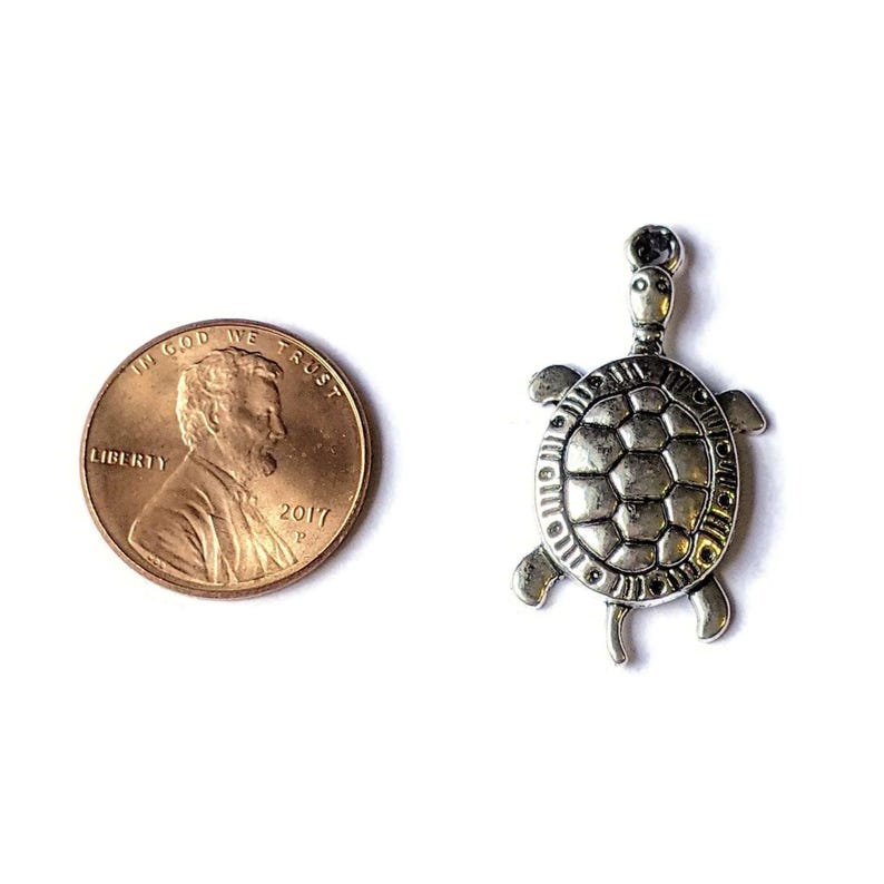 Silver Large Turtle/Tortoise Charm - - LadybugfeetDesigns -