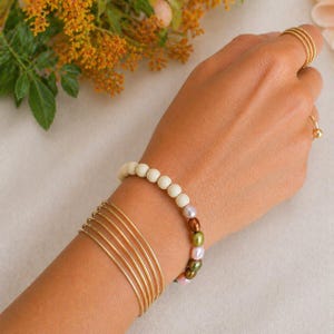 Multi Color Freshwater Pearl Stretch bracelet - - LadybugfeetDesigns -