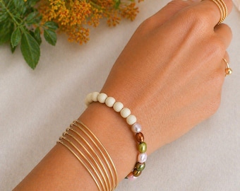 Multi Color Freshwater Pearl Stretch bracelet