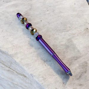Purple/Gold Crystal Gift Pen - - LadybugfeetDesigns -