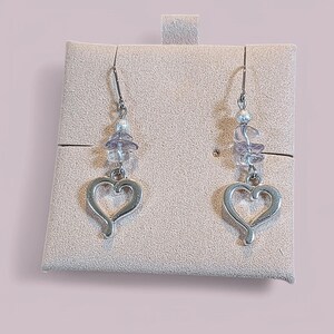 Ametrine Heart dangle earrings, silver - - LadybugfeetDesigns -