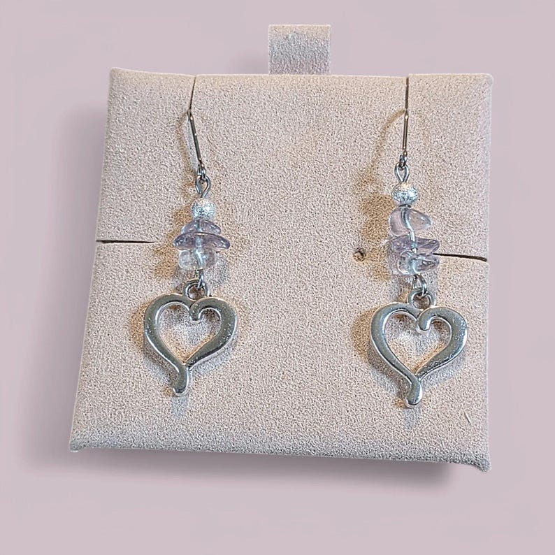Ametrine Heart dangle earrings, silver - - LadybugfeetDesigns -