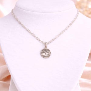 Tree of Life Coin Necklace, Silver - 20 inch - - LadybugfeetDesigns -