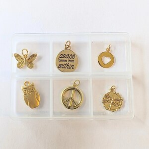 Peace Comes from Within Mini Charm Box - 6 pc., Gold - - LadybugfeetDesigns -