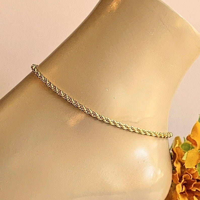Gold Rope Chain Anklet - - LadybugfeetDesigns -