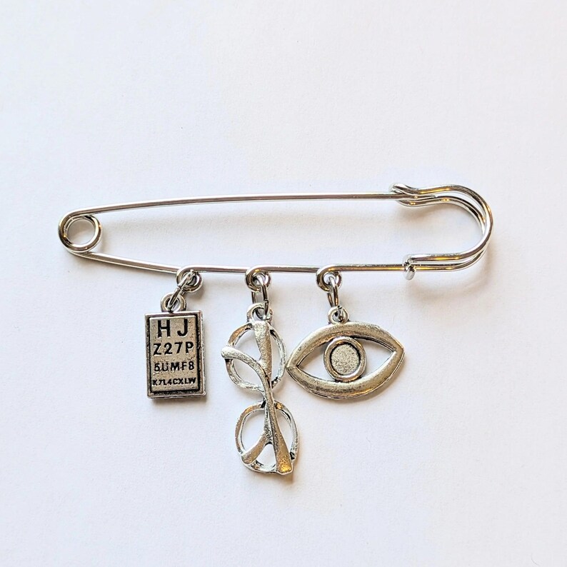 Optometric Asst Safety Pin Brooch, Purse Charm (Copy) - - LadybugfeetDesigns -