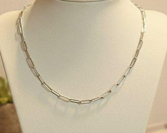 Collar de cadena con clip, plata - 18-24 pulgadas