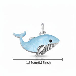 Blue Whale Necklace, 20 inches - Silver - - LadybugfeetDesigns -