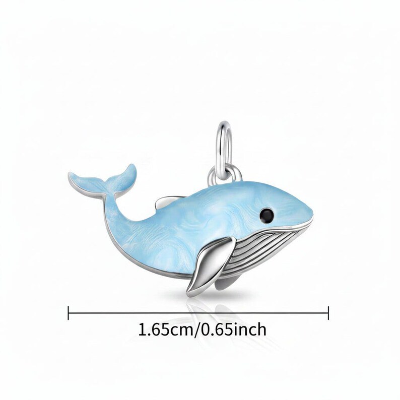 Blue Whale Necklace, 20 inches - Silver - - LadybugfeetDesigns -