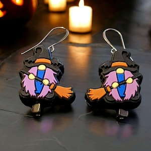 Gnome Halloween Earrings - - LadybugfeetDesigns -