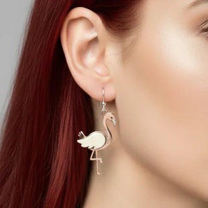 Rustic Flamingo Hook Earrings - - LadybugfeetDesigns -