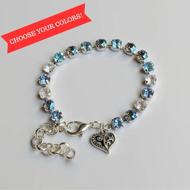 Fancy Filigree Heart Faceted Crystal Bracelet - - LadybugfeetDesigns -