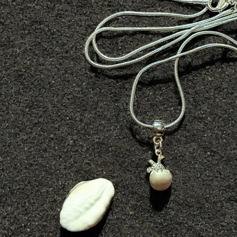 Sea Turtle Hatchling necklace, Sterling Silver - 24 inch - - LadybugfeetDesigns -