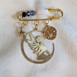 Fairy Safety Pin Brooch, Purse Charm - - LadybugfeetDesigns -
