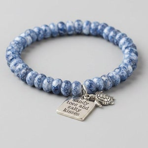 Sandy Toes and Salty Kisses Beaded Stretch Bracelet - - LadybugfeetDesigns -