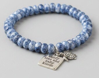 Sandy Toes and Salty Kisses Beaded Stretch Bracelet