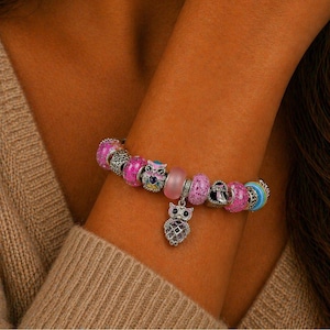 Pretty Owl Euro Cuff Wrap Bracelet, Silver - - LadybugfeetDesigns -