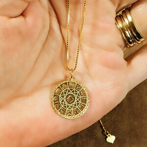 Zodiac Wheel Chart necklace, Gold - adjustable up to 24 inches - - LadybugfeetDesigns -