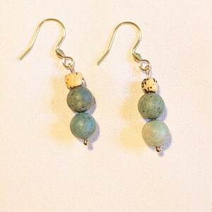 Fancy Jasper Beaded Hook Earrings, Gold - - LadybugfeetDesigns -