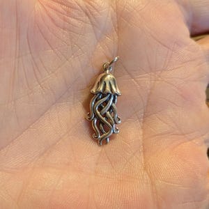 Jellyfish Pendant charm necklace, Sterling Silver - 22 inch - - LadybugfeetDesigns -