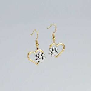 Dog/Cat Paw Print Earrings, Gold - - LadybugfeetDesigns -