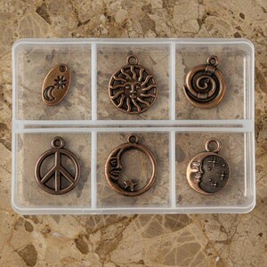 Celestial Mini Charm Box - 6 pc., Rose-Gold/Copper - - LadybugfeetDesigns -