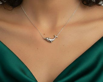 Whale Pendant charm necklace, Silver - 16 inch