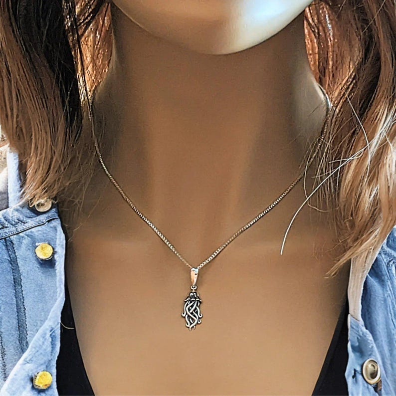 Jellyfish Pendant charm necklace, Sterling Silver - 22 inch - - LadybugfeetDesigns -