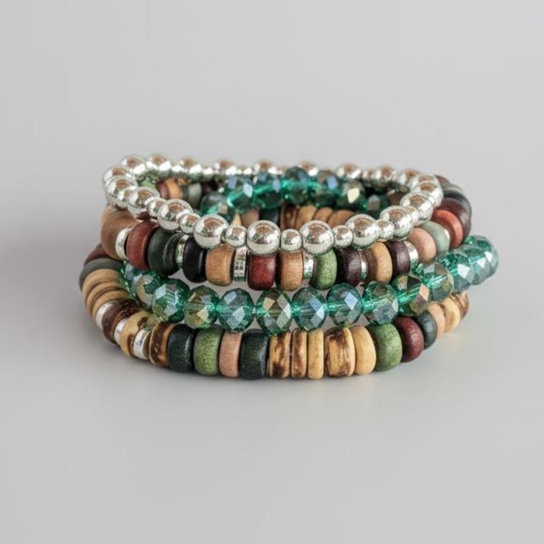 Multi Colored Stretch Bracelet Stack - - LadybugfeetDesigns -