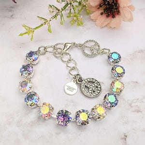 Peace Sign Faceted Crystal Bracelet - - LadybugfeetDesigns -