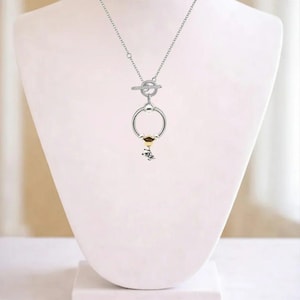 Kitty And Balloon Sterling Silver Toggle Charm Necklace, 20 inches - - LadybugfeetDesigns -