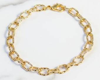 Base de bracelet chaîne forçat texturée ovale remplie d'or 14 carats - Bricolage - Créez votre bracelet à breloques !