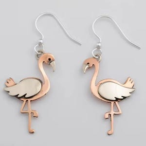 Rustic Flamingo Hook Earrings - - LadybugfeetDesigns -