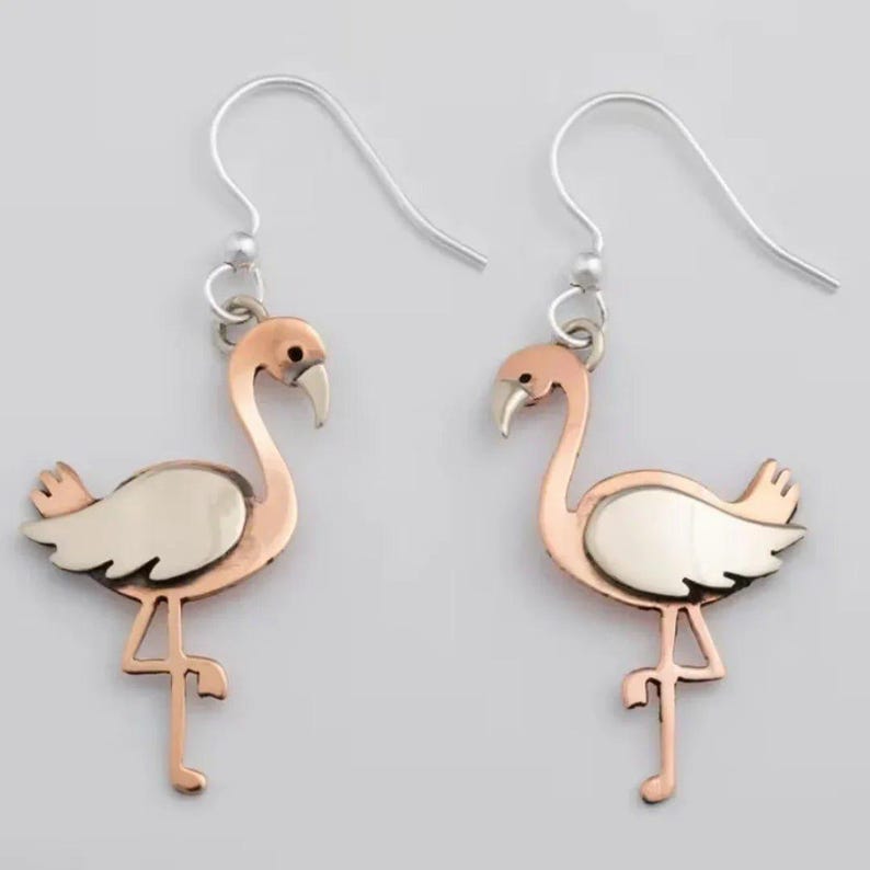 Rustic Flamingo Hook Earrings - - LadybugfeetDesigns -