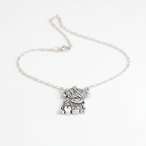 Highland Cow Necklace, 20 inch - Silver - - LadybugfeetDesigns -