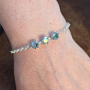 Minimalist Brilliant Three Faceted Crystal Bracelet - - LadybugfeetDesigns -