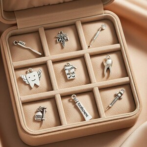 Dental Hygienist Charm Box - 9 pc., Silver - - LadybugfeetDesigns -