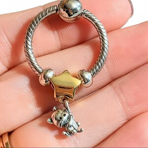 Kitty And Balloon Sterling Silver Toggle Charm Necklace, 20 inches - - LadybugfeetDesigns -