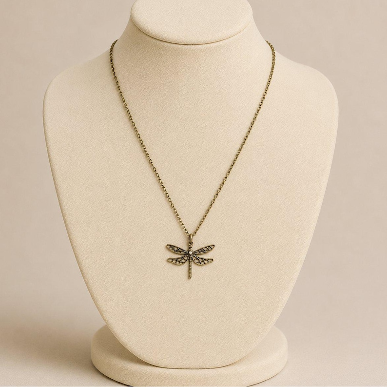 Dragonfly Boho Necklace, Antique Bronze - 18 inches - - LadybugfeetDesigns -