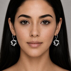Gold Dolphin Trio Gold Hoop earrings, Hoop Drop - - LadybugfeetDesigns -