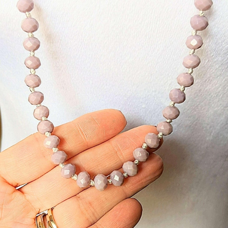 Pretty Plum Crystal Knotted Necklace -36 inch - - LadybugfeetDesigns -