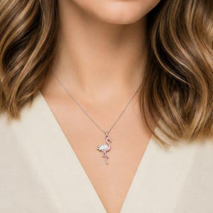 Rustic Flamingo Necklace, 20 inches - Silver - - LadybugfeetDesigns -