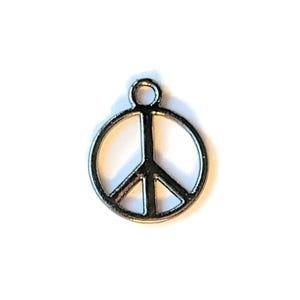 Gunmetal Peace Sign Charm - - LadybugfeetDesigns -