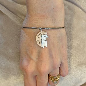 Hedgehog Euro Bangle Cuff, Silver - - LadybugfeetDesigns -