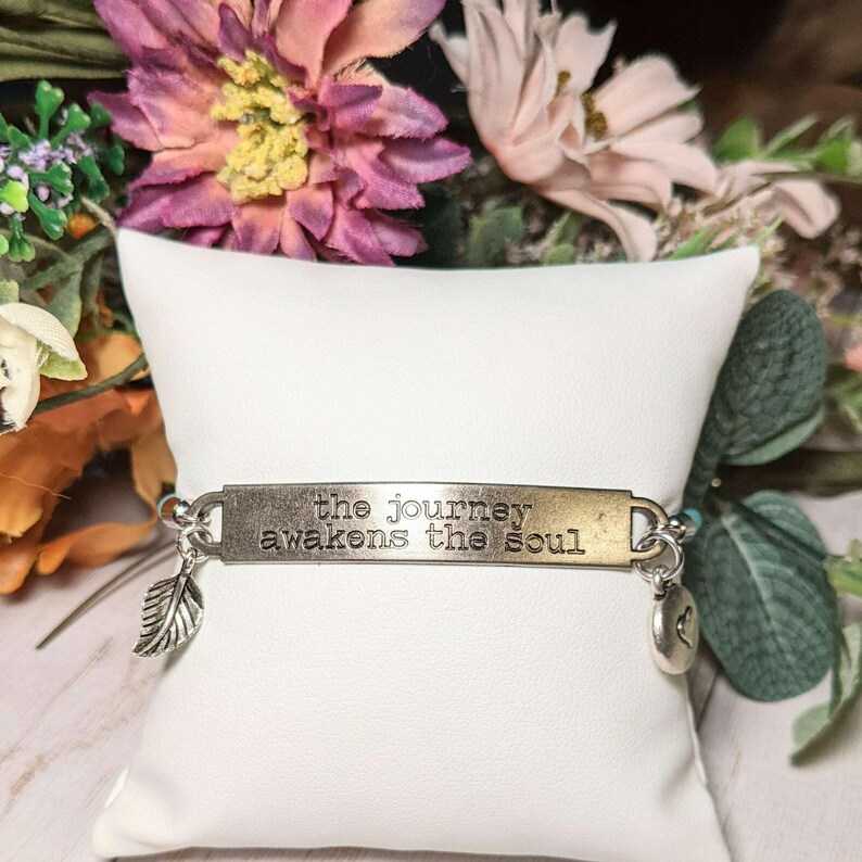 The Journey Awakens the Soul, Inspirational Quote Twisted rope bolo Bracelet - - LadybugfeetDesigns -
