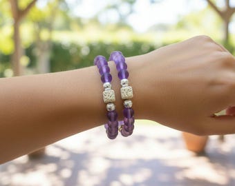 Iridescent Purple Mystic Aura Quartz Gemstone Diffuser bracelet
