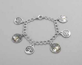 Silver Tree of Life Charm Bracelet, Silver